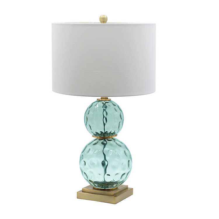 Blue Glass Double Ball Base Table Lamp, Blue Glass Table Lamp Base