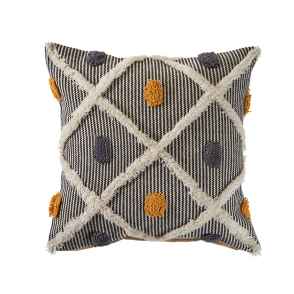 Gray and Orange Tufted Accent Pillow Kirklands Home