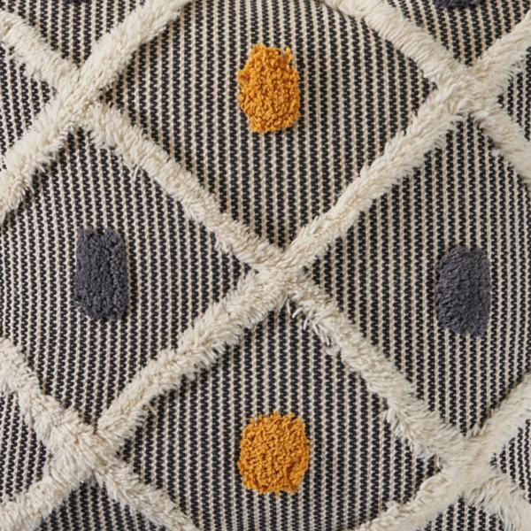 Gray and Orange Tufted Accent Pillow