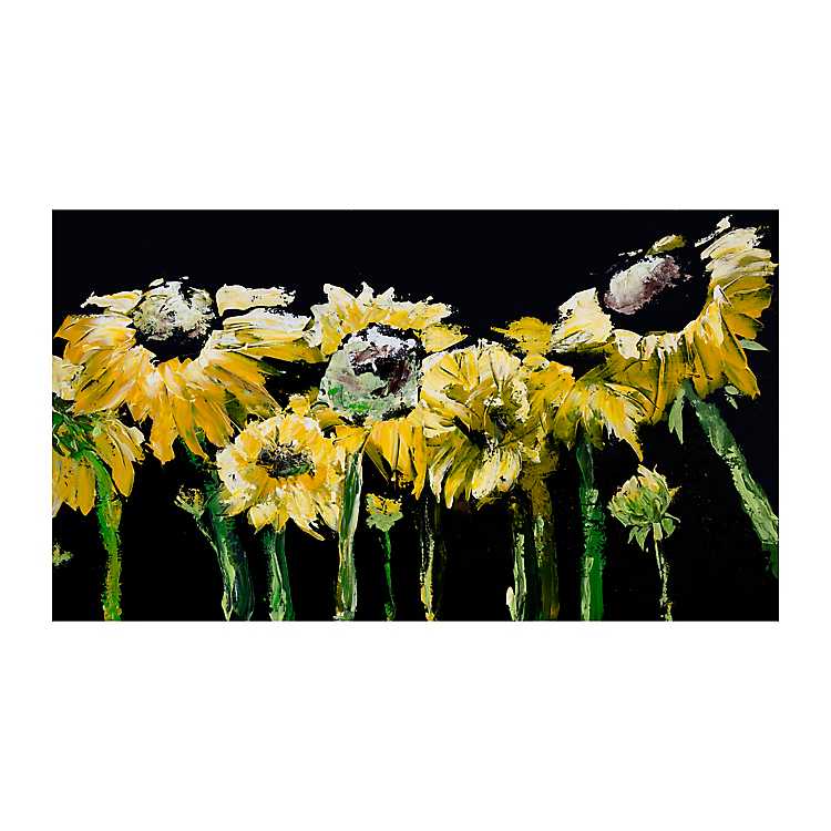 Sunflower Field On Black Giclee Canvas Art Print Kirklands