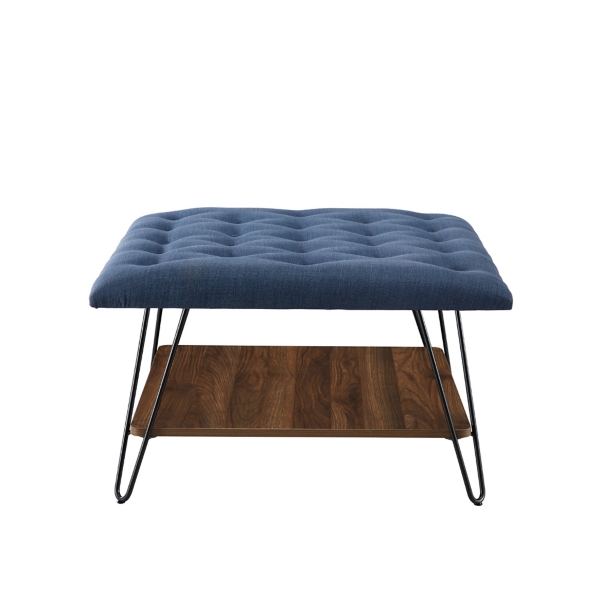Blue Tufted Mid Century Modern Ottoman Kirklands