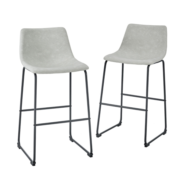 Gray Faux Leather Bar Stools Set Of 2 Kirklands