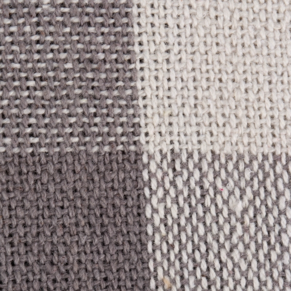 Gray and White Buffalo Check Woven Fringe Throw