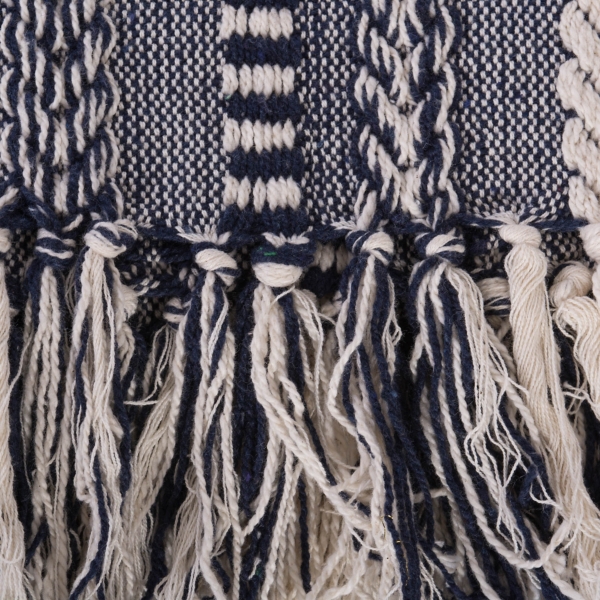 Navy Braided Stripe Throw