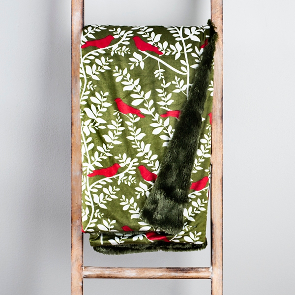 Green Botanical Micromink Throw