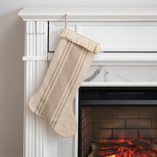 Gray Fringe Stripe Stocking Kirklands Home