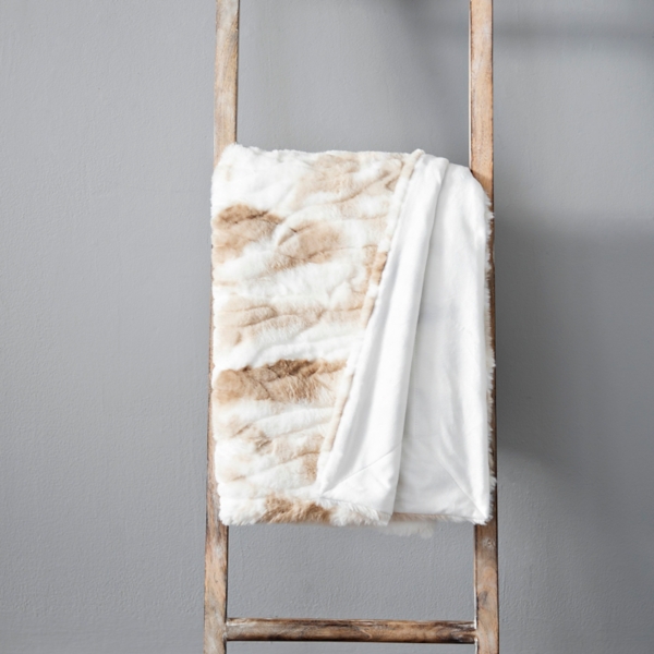 Ivory And Tan Marble Faux Fur Throw Kirklands