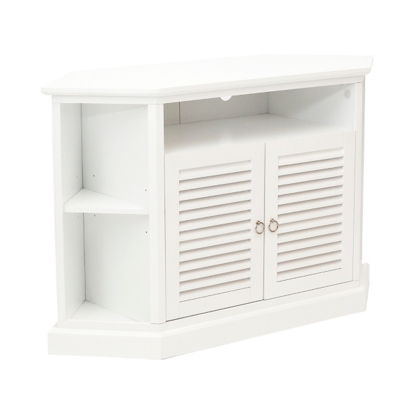 White Wooden Corner Tv Stand Kirklands