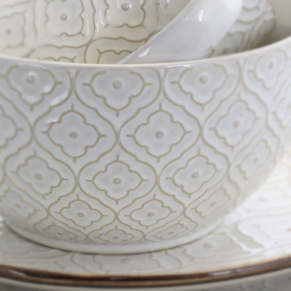 Cream Embossed 16-pc. Dinnerware Set