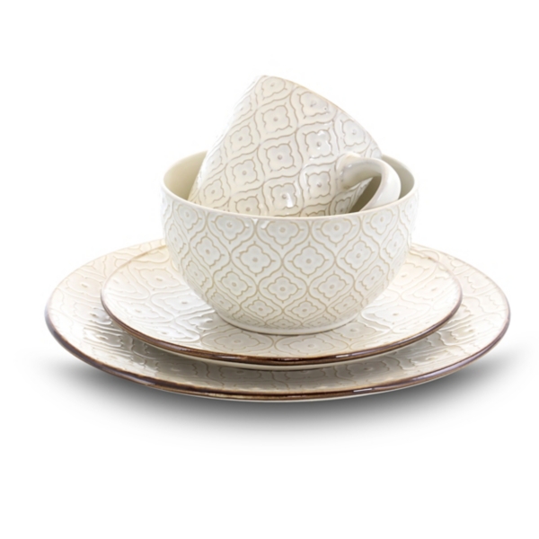 Cream Embossed 16-pc. Dinnerware Set