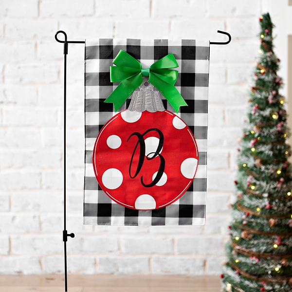 Red Polka Dot Ornament Monogram B Flag Set