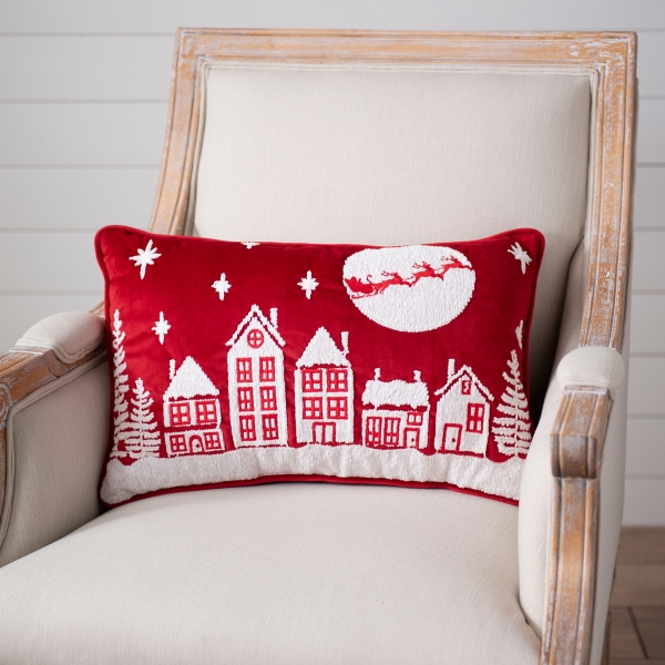 Red Santa Sleigh Town Accent Pillow | Kirklands Home
