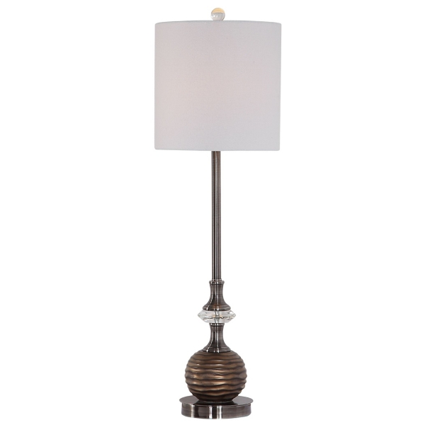 bronze and crystal table lamp