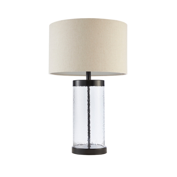 Glass and store bronze table lamp