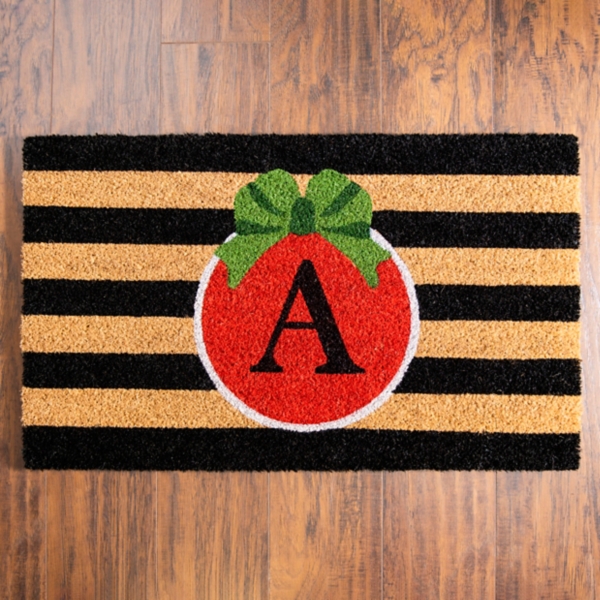 Ornament and Stripes Monogram A Doormat Kirklands Home