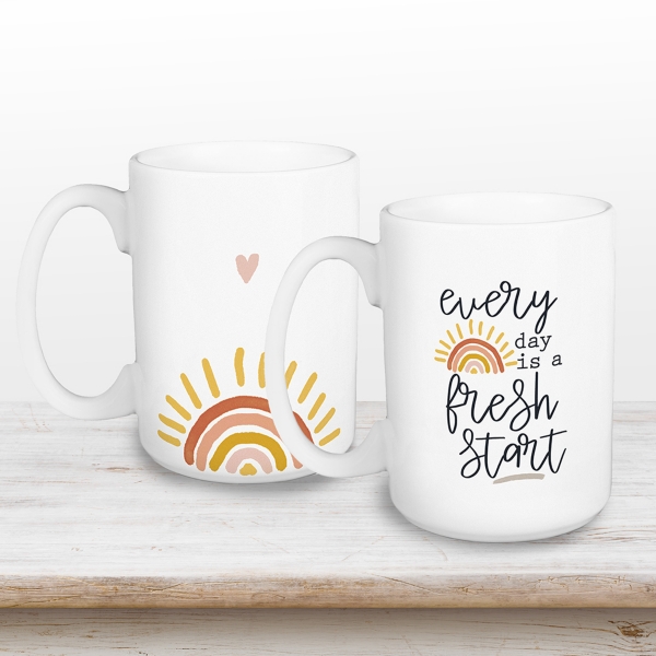 Give Thanks Every Day Mugs, Set of 2, White/Orange, Ceramic | Kirkland's Home