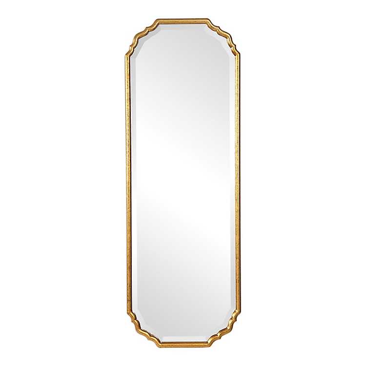Antique Gold Wooden Mirror With Curved, Mirror With Curved Corners