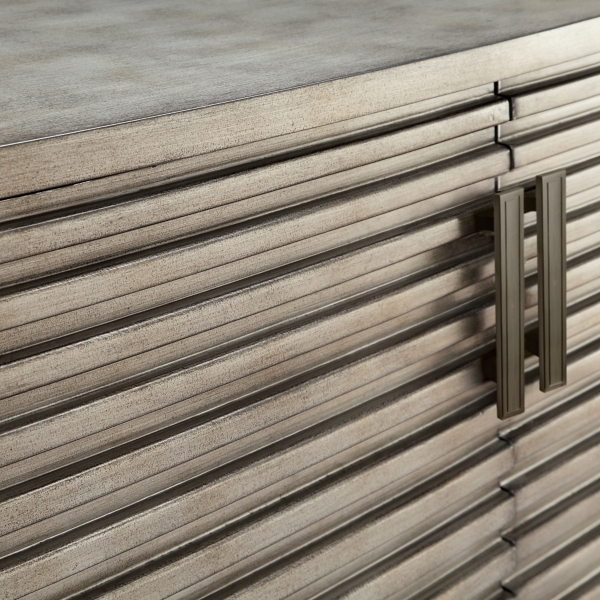 Distressed Gray Linear 2-Door Wooden Chest