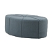 Blue Thick Welting Center Button Oval Ottoman