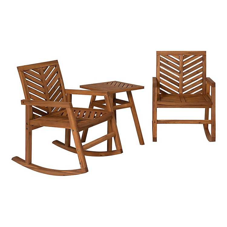 Natural Outdoor Rocking Chair And Table, Outdoor Rocking Furniture