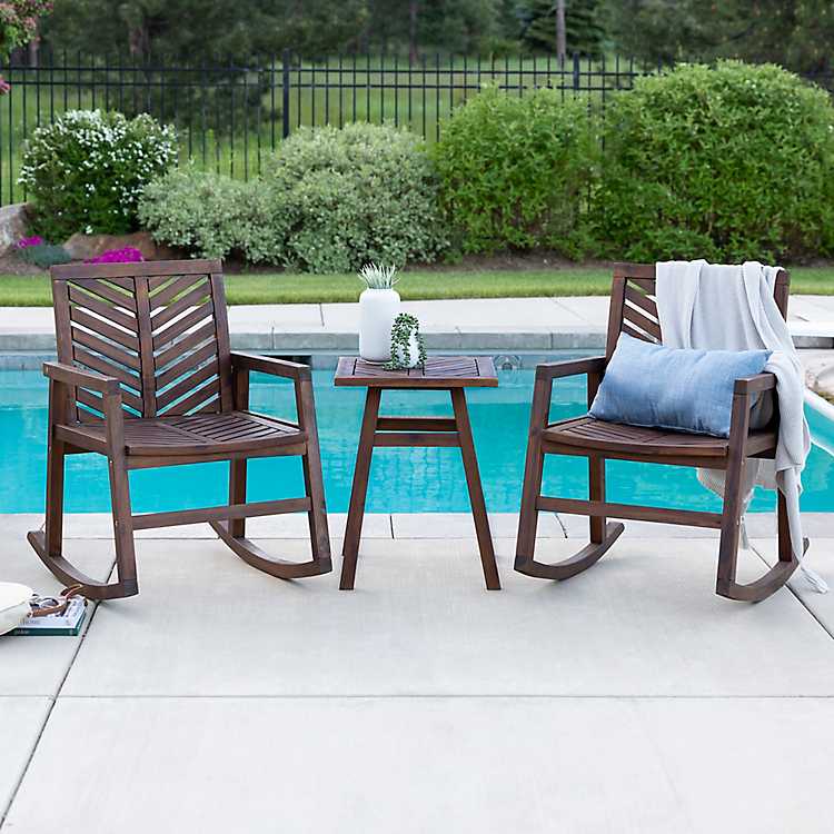 Brown Outdoor Rocking Chair And Table 3 Pc Set Kirklands Home - Outdoor Patio Rocking Chair Sets