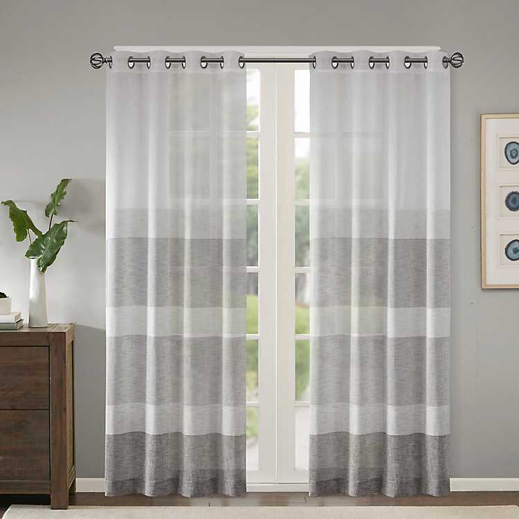 Gray Modern Stripes Curtain Panel 84, Striped Curtain Panels