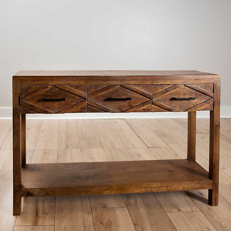 Brown Wooden Austin Console Table, Log Console Table