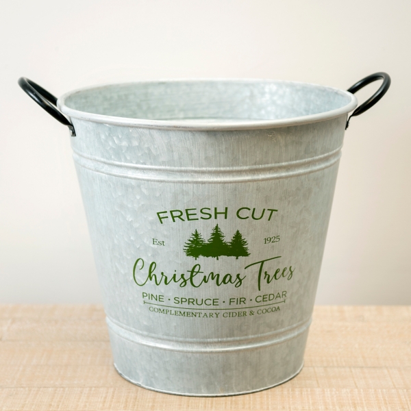 Galvanized metal christmas bucket