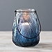 Blue Ombre Glass Basket Weave Lantern