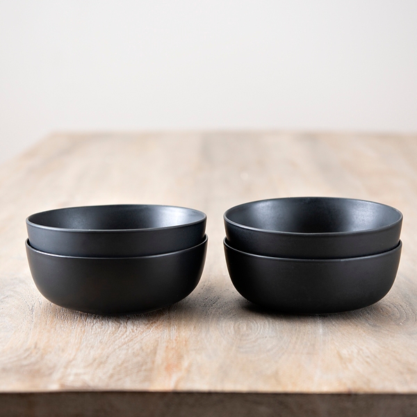 Matte Black Simple Things Cereal Bowls, Set of 4 | Kirklands Home