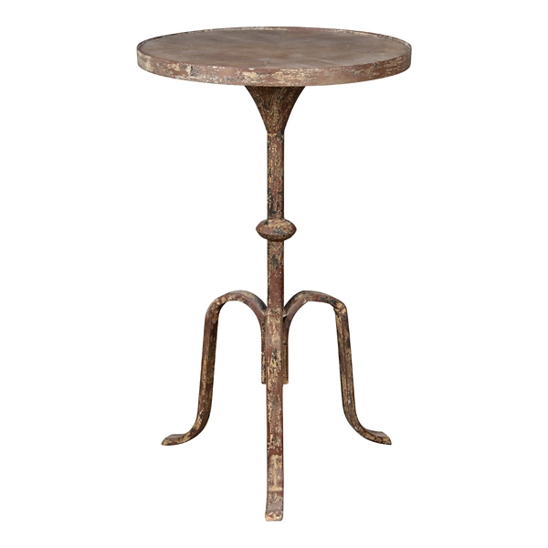 Distressed Metal Round Accent Table | Kirklands Home