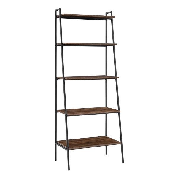 Walnut Over the Toilet Ladder Shelf, Wood Shelf, Bathroom Storage