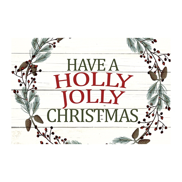 Holly Jolly Christmas Wreath Canvas Art Print Kirklands