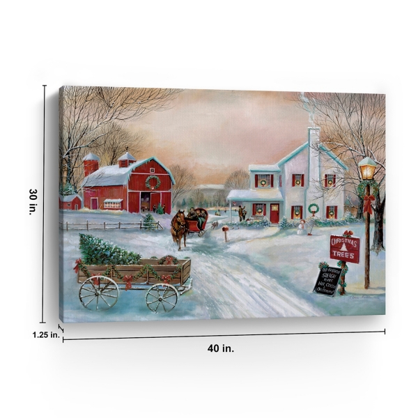 Christmas Tree Farm in Snow Canvas Art Print