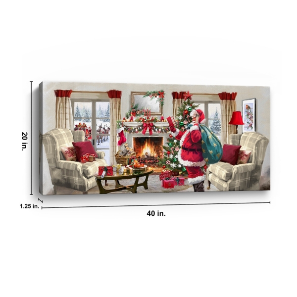 Santa at Home Panoramic Canvas Art Print
