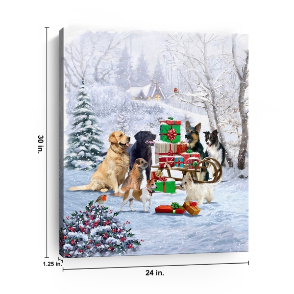 Dog and Presents Canvas Art Print
