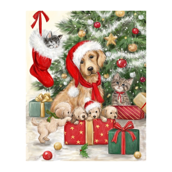 Merry Christmas (Puppy Present) Giclee Print