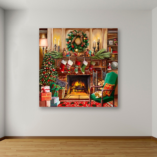 Fireside Christmas Canvas Art Print