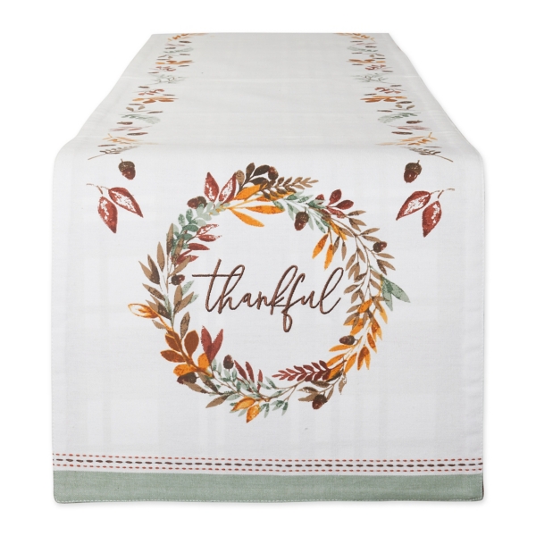 Thankful Wreath Reversible Runner, 72 in.