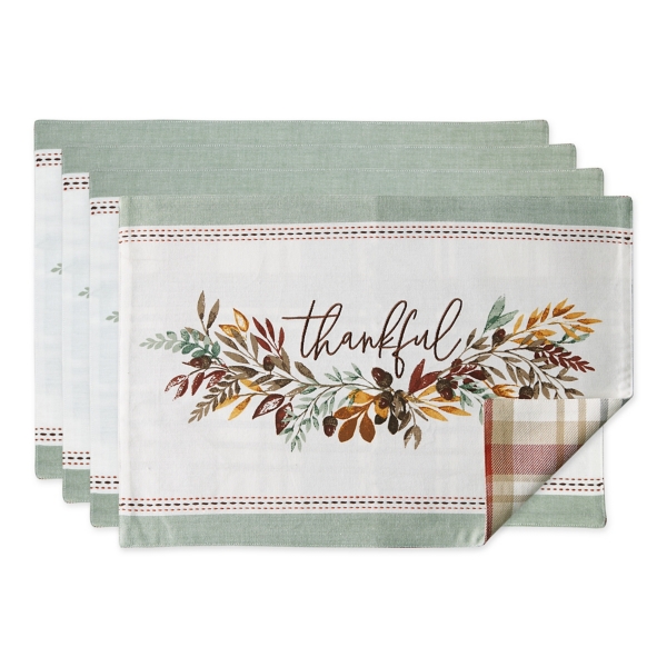 Thankful Reversible Placemats, Set of 4 Kirklands Home