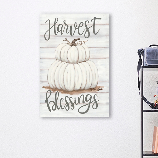 Pumpkin Stack Harvest Blessings Canvas Art Print