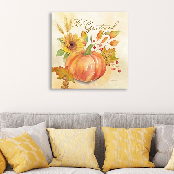 Pumpkin And Sunflower Be Grateful Canvas Art Print Kirklands