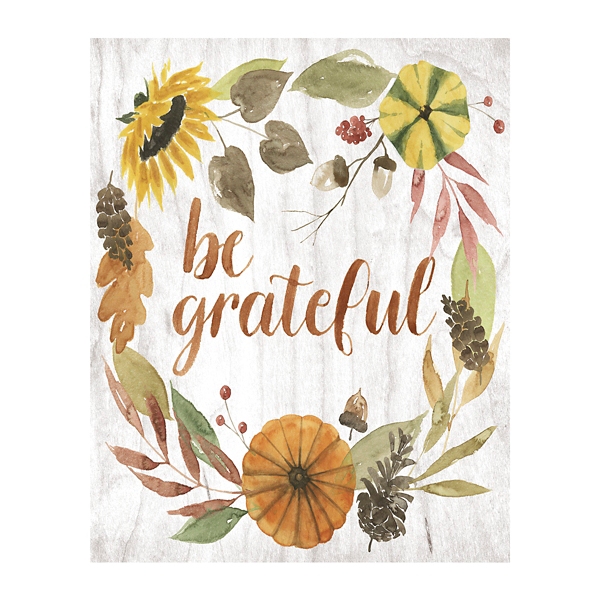 Cornucopia Wreath Be Grateful Canvas Art Print Kirklands Home