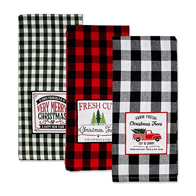 Naughty and Nice Plaid Kitchen Towels, Set of 2