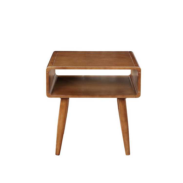 Hawthorne Collections Avalon Mid-Century Modern Sheesham Wood Fully Assembled Round End Table 
