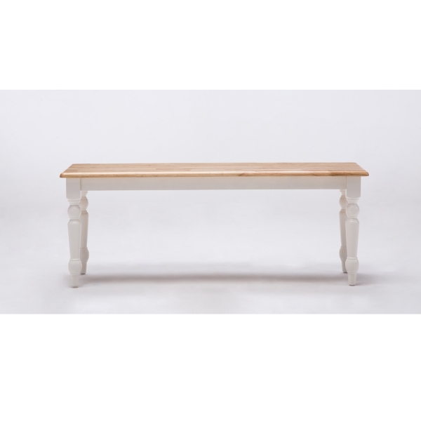 Cream and Natural Wood Dining Bench