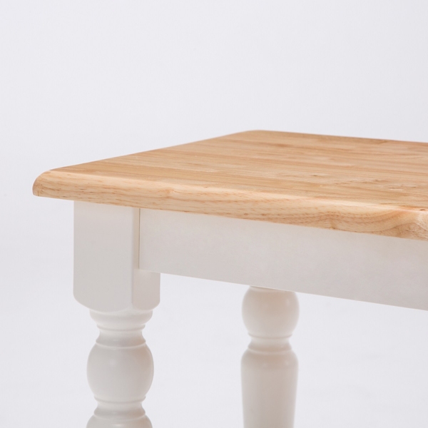 Cream and Natural Wood Dining Bench