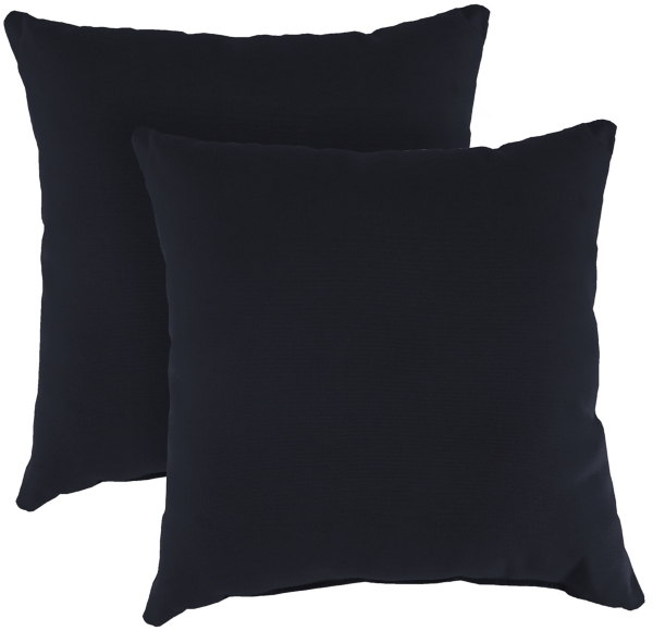 Solid Navy Outdoor Pillows, Set of 2