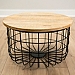 Mango Wood and Black Metal Basket Coffee Table