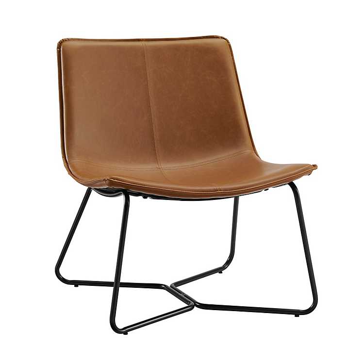 Whiskey Brown Extra Wide Faux Leather, Faux Leather Chair